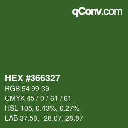 Color code: HEX #366327 | qconv.com