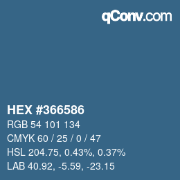 Farbcode: HEX #366586 | qconv.com