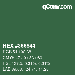 カラーコード: HEX #366644 | qconv.com