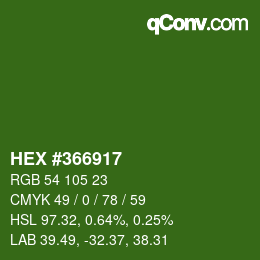 颜色代码: HEX #366917 | qconv.com