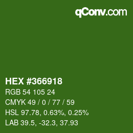 カラーコード: HEX #366918 | qconv.com