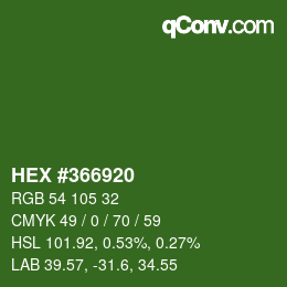 カラーコード: HEX #366920 | qconv.com