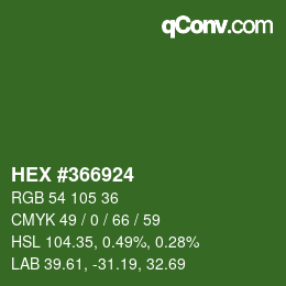 カラーコード: HEX #366924 | qconv.com