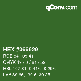 カラーコード: HEX #366929 | qconv.com