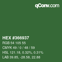 颜色代码: HEX #366937 | qconv.com
