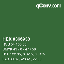 カラーコード: HEX #366938 | qconv.com