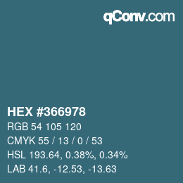 颜色代码: HEX #366978 | qconv.com
