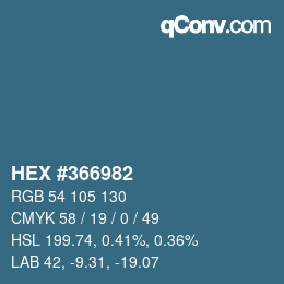 颜色代码: HEX #366982 | qconv.com