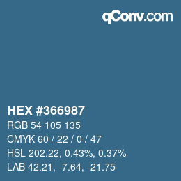颜色代码: HEX #366987 | qconv.com