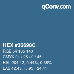 Color code: HEX #36698C | qconv.com