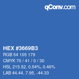 Color code: HEX #3669B3 | qconv.com