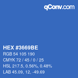 カラーコード: HEX #3669BE | qconv.com