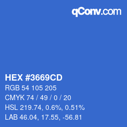 Farbcode: HEX #3669CD | qconv.com