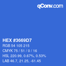 カラーコード: HEX #3669D7 | qconv.com