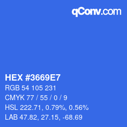 Color code: HEX #3669E7 | qconv.com