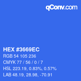 Color code: HEX #3669EC | qconv.com