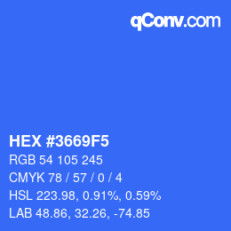 カラーコード: HEX #3669F5 | qconv.com