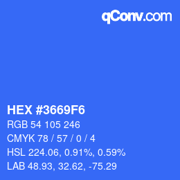Color code: HEX #3669F6 | qconv.com