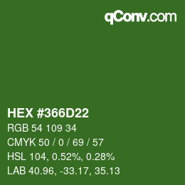 Color code: HEX #366D22 | qconv.com