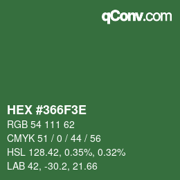 Color code: HEX #366F3E | qconv.com