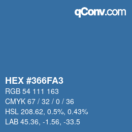 カラーコード: HEX #366FA3 | qconv.com