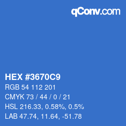 颜色代码: HEX #3670C9 | qconv.com