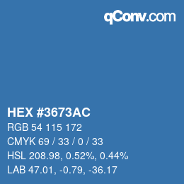 Color code: HEX #3673AC | qconv.com