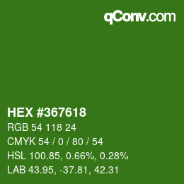 カラーコード: HEX #367618 | qconv.com