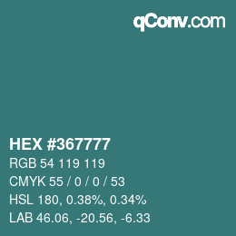 Color code: HEX #367777 | qconv.com