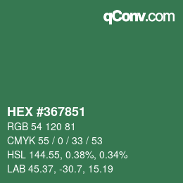 Color code: HEX #367851 | qconv.com