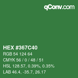 颜色代码: HEX #367C40 | qconv.com