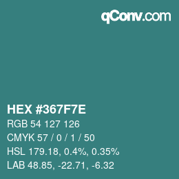 Color code: HEX #367F7E | qconv.com