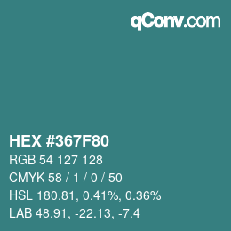 カラーコード: HEX #367F80 | qconv.com