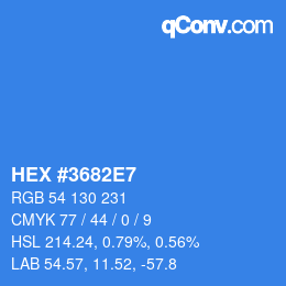 Color code: HEX #3682E7 | qconv.com