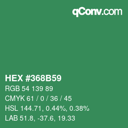颜色代码: HEX #368B59 | qconv.com