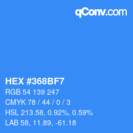 颜色代码: HEX #368BF7 | qconv.com