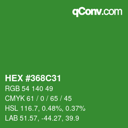 Color code: HEX #368C31 | qconv.com