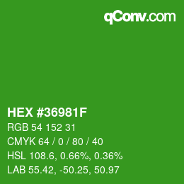 Color code: HEX #36981F | qconv.com