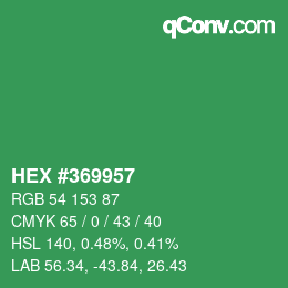 カラーコード: HEX #369957 | qconv.com