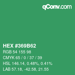 颜色代码: HEX #369B62 | qconv.com