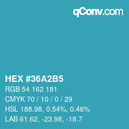 カラーコード: HEX #36A2B5 | qconv.com