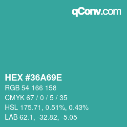 Color code: HEX #36A69E | qconv.com