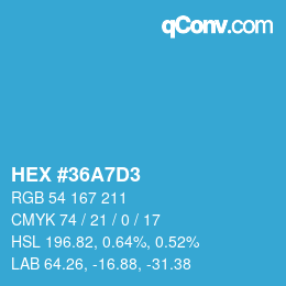 颜色代码: HEX #36A7D3 | qconv.com