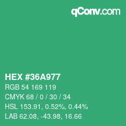 Color code: HEX #36A977 | qconv.com