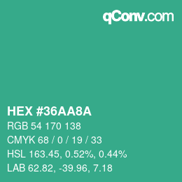 Color code: HEX #36AA8A | qconv.com