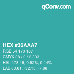 Color code: HEX #36AAA7 | qconv.com