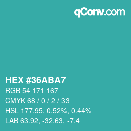 Color code: HEX #36ABA7 | qconv.com