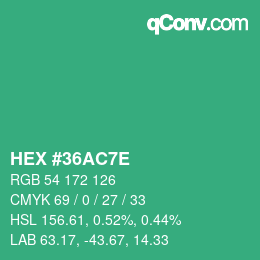 Color code: HEX #36AC7E | qconv.com