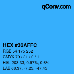 Color code: HEX #36AFFC | qconv.com