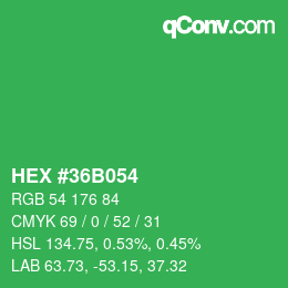颜色代码: HEX #36B054 | qconv.com